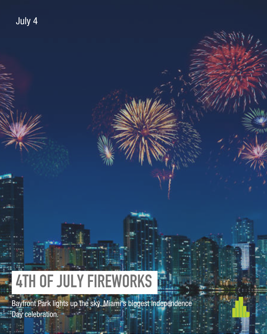 Fourth of July fireworks in Miami at Bayfront Park