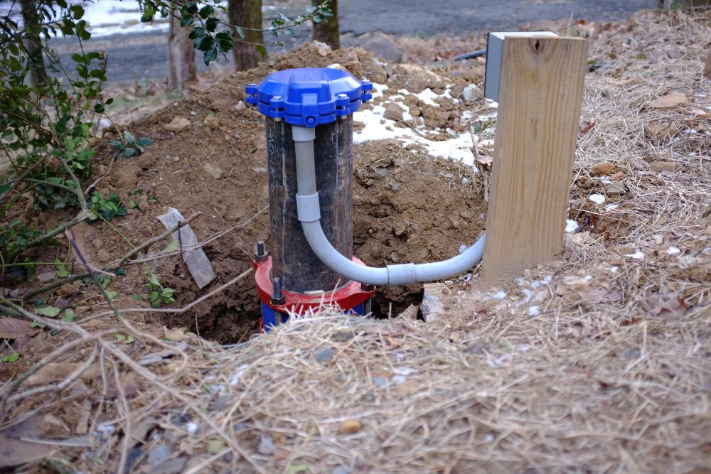 Private residential well equipment installed on a rural property