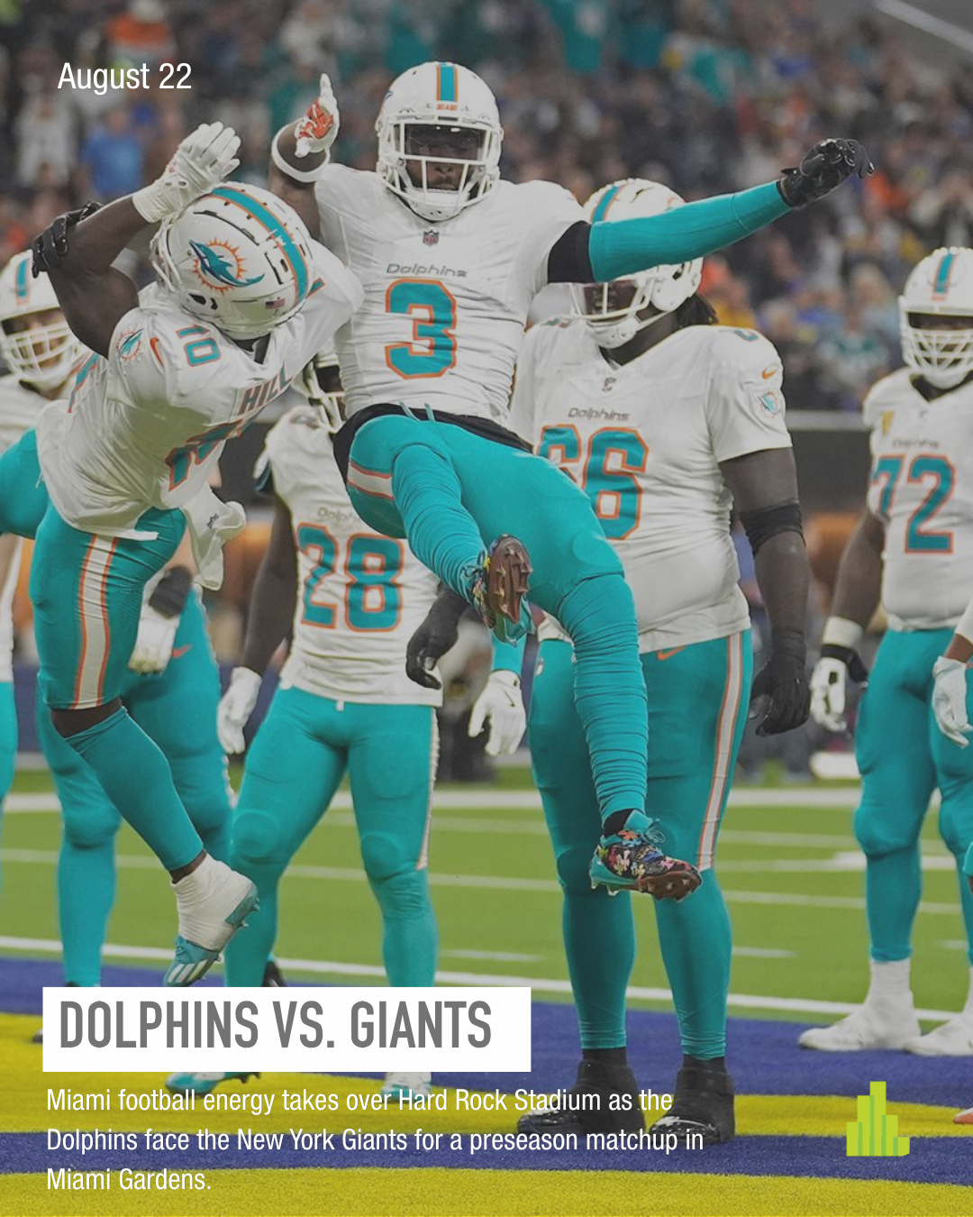 Miami Dolphins versus New York Giants preseason game at Hard Rock Stadium on August 22, 2026